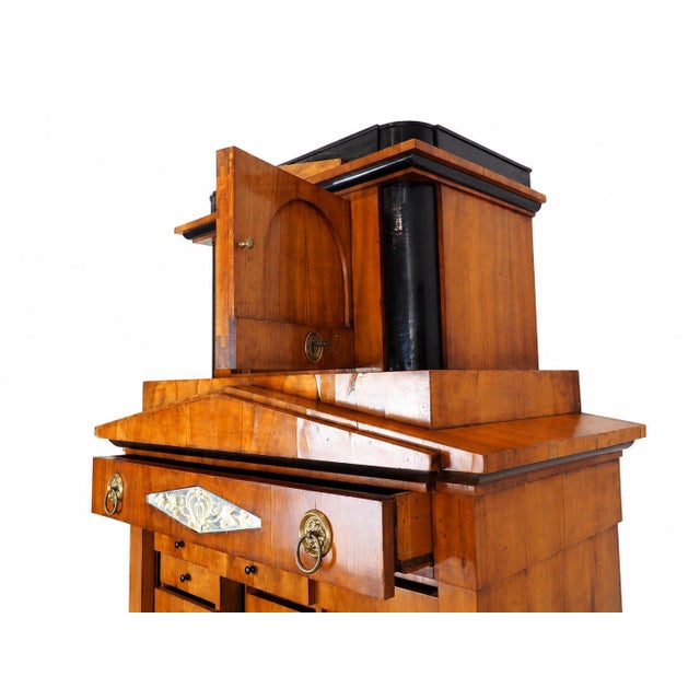 Wood Biedermeier Secretary Cabinet with Hat Box Superstructure, Germany For Sale - Image 7 of 8