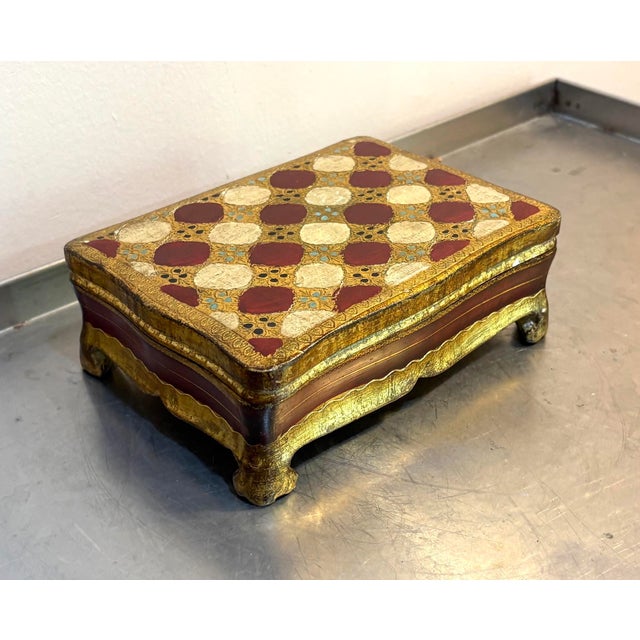 Hollywood Regency Florentine Gilt Jewelry Box W/ Velvet Lining For Sale - Image 3 of 4