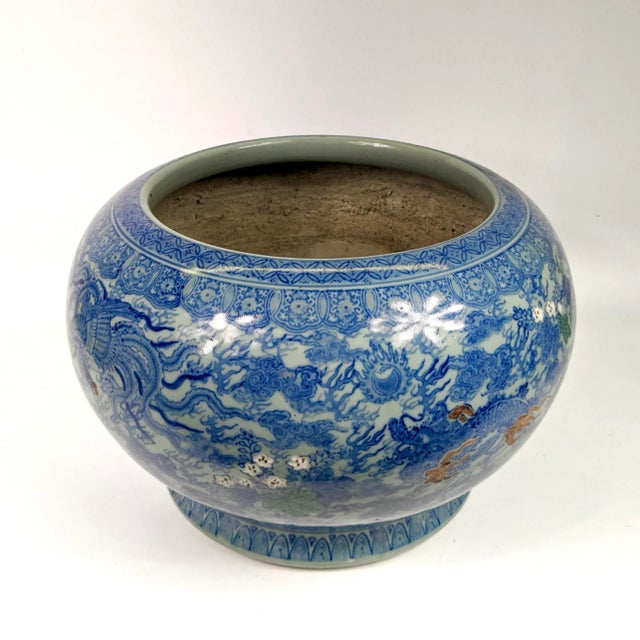 Ceramic Late 19th Century Large Blue and White Porcelain Hibachi For Sale - Image 7 of 8