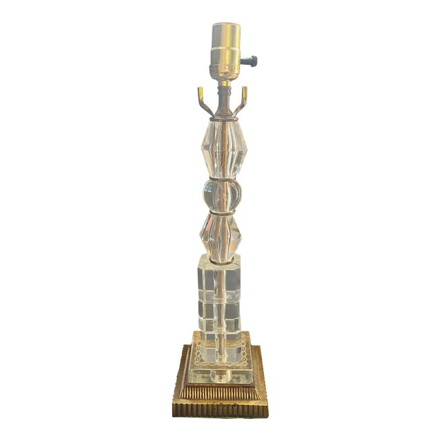 Mid Century Modern Stacked Glass Table Lamp For Sale
