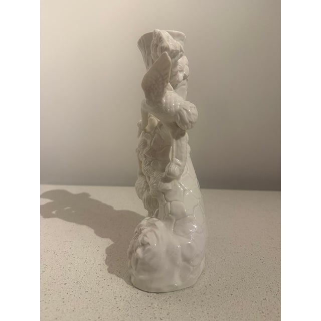 Vintage White Porcelain Crane & Foliage Sculptural Vase For Sale - Image 4 of 6