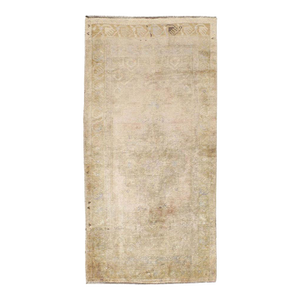 Mid-20th Century Handmade Turkish Oushak Throw Rug in Muted Neutral Tones