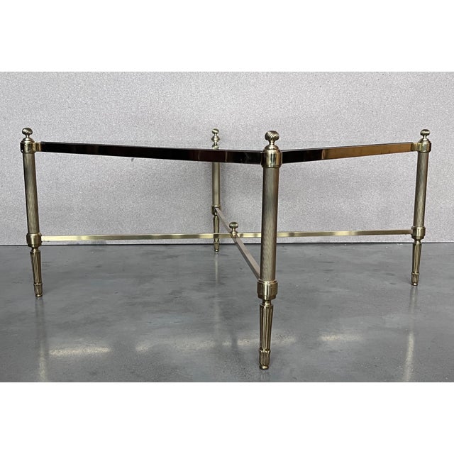 Mid 20th Century Spanish Two Tier Square Brass and Bronze Coffee Table For Sale - Image 11 of 18