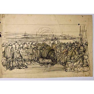Gabriele Galantara, The Wait in the Journey, Mixed Media Drawing, 1907 For Sale