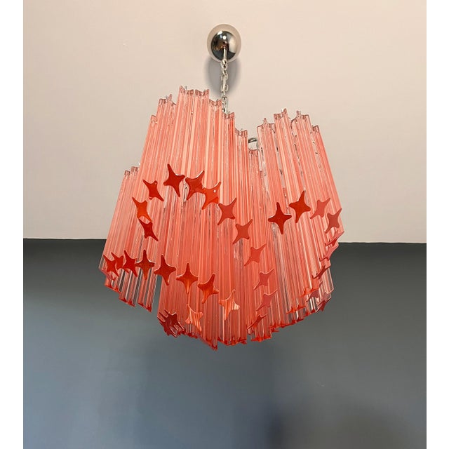 Modern Quadriedri Glass Chandelier in 60 Pink Prism Quadriedri, 1990 For Sale - Image 12 of 17