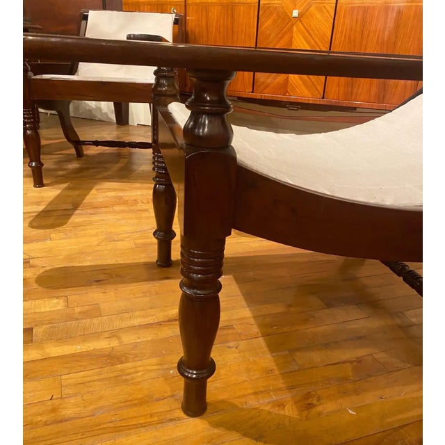 English Great Pair of Vintage Mahogany Planters Chairs For Sale - Image 3 of 4