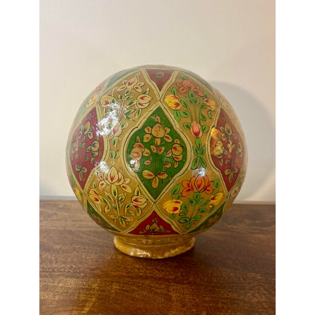 1900 - 1909 Antique Hand Painted Camel Bladder Lamp Shade Diffuser Folk Art c.1900 For Sale - Image 5 of 7