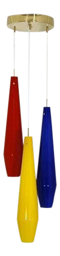 Mid Century Red Yellow Blue Italian Style Chandelier