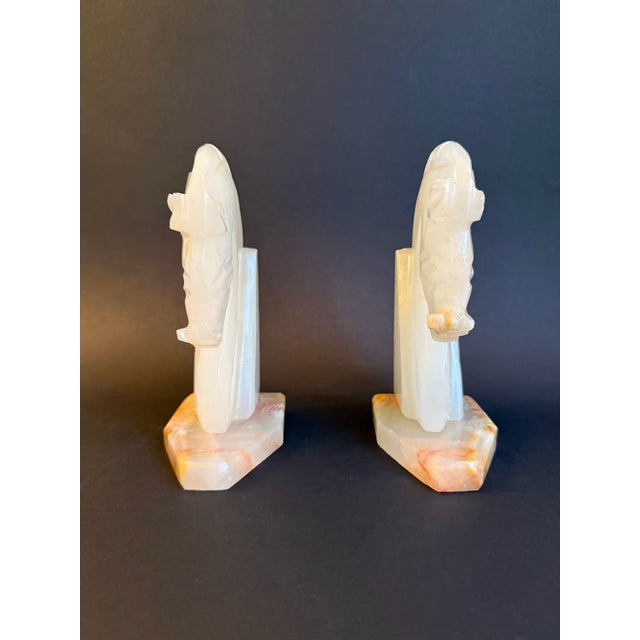 Mid-Century Modern Pair of Vintage White Onyx Stone Horse Bookends For Sale - Image 3 of 10