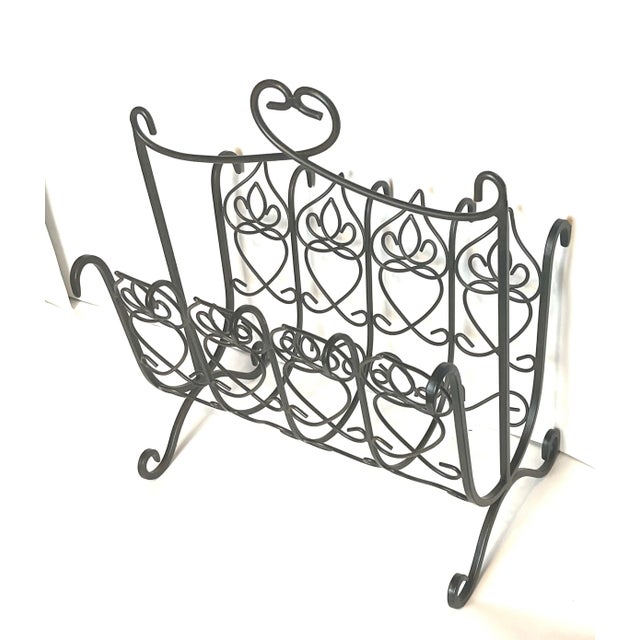 Mid 20th Century Black Iron French Victorian Magazine Firewood Rack For Sale - Image 5 of 11