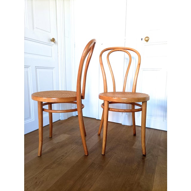 Mid-Century Modern Bistro Chairs in Bent Beechwood by ZPM Radomsko for Thonet, 1960s, Set of 2 For Sale - Image 3 of 14