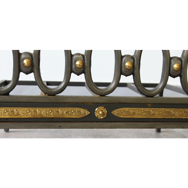 Metal Andirons with Log Guards in Cast Iron and Gilt Bronze, Set of 2 For Sale - Image 7 of 9