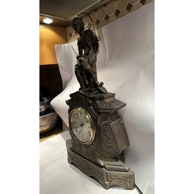 19th Century Nicholas Muller & Ansonia “Ulysses” Cast Metal Front Statue Mantel Clock For Sale - Image 12 of 12