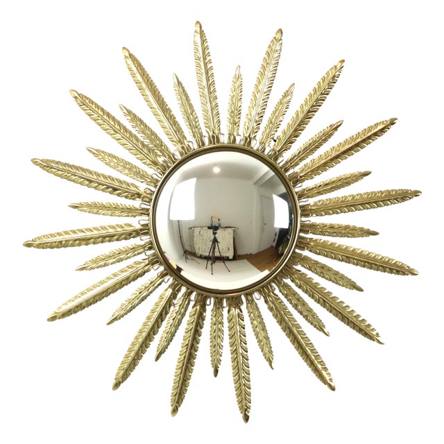Mid-Century Modern Copper-Plated Metal Sunburst Mirror from Deknudt, 1960s For Sale