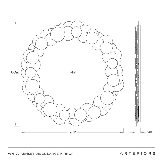 Metal Arteriors Home Kensey Black Iron Discs Large Mirror For Sale - Image 7 of 7
