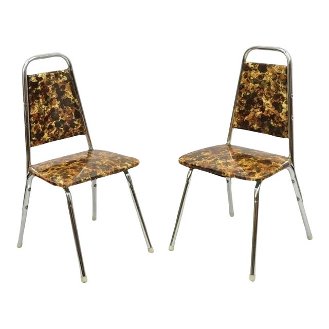 1970s Vintage Children's Small Mid Century Tubular Metal Side Chairs - a Pair For Sale
