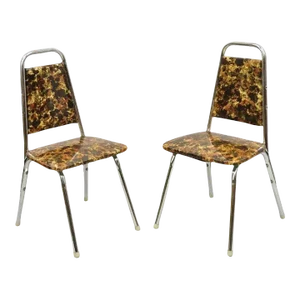 1970s Vintage Children's Small Mid Century Tubular Metal Side Chairs - a Pair