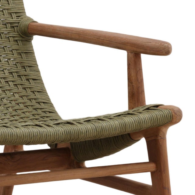 Green Faux Rope & Teak Side Chair For Sale In Los Angeles - Image 6 of 6