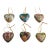 Vintage Chinese Cloissone Heart Pendant Ornaments- Set of 6 For Sale