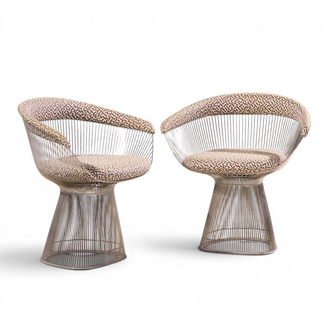 Warren Platner for Knoll Mid Century Dining Chairs - Pair Each chair measures: 28.5 wide x 22 deep x 29.5 inches high,...