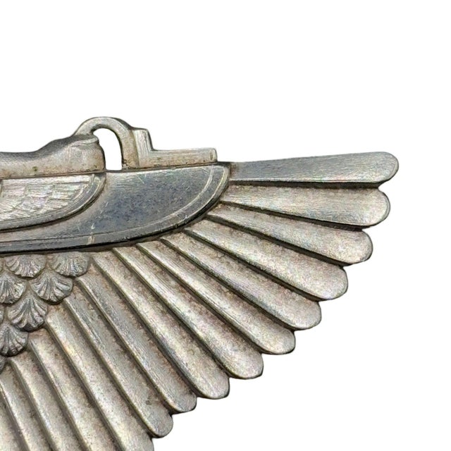 Art Deco 1920s Art Deco Egyptian Revival Goddess Isis 2.5" 800 Silver Brooch For Sale - Image 3 of 6