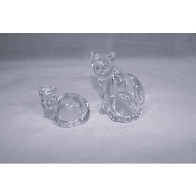 Lenox Vintage Attributed to Lenox Clear Lead Crystal Sitting Cats Salt & Pepper Shakers For Sale - Image 4 of 10