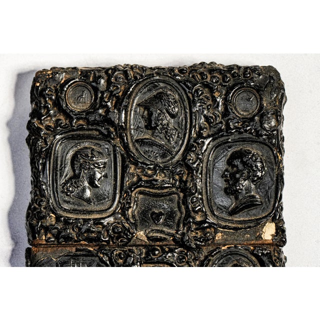 Victorian Rare Victorian Gutta-Percha Wax Seal Style Antique Calling Card Case Neoclassical English Art Collectible For Sale - Image 3 of 18