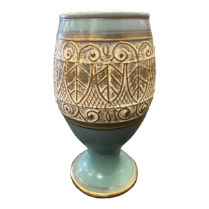 1960’s Vee Jackson California Pottery Hand Decorated Gilded Chalice Vase