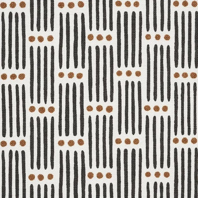 Schumacher Dotted Stripe Fabric in Carbon For Sale