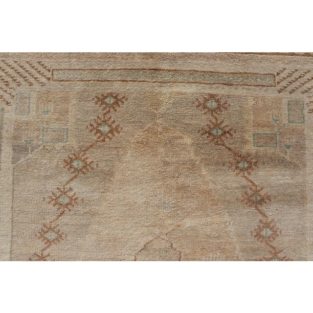 Vintage Oushak Rug From Turkey With Muted Colors and Tribal Medallion For Sale - Image 9 of 11