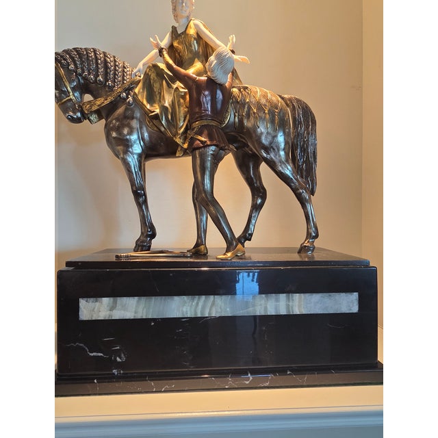 Art Deco 1900s Art Deco Medieval Group/ 'Thomas the Rymer' or 'Minstrel and the Maiden' by Otto Poertzel For Sale - Image 3 of 4