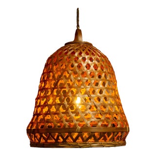 Lombok Handwoven Bamboo Bell Pendant For Sale
