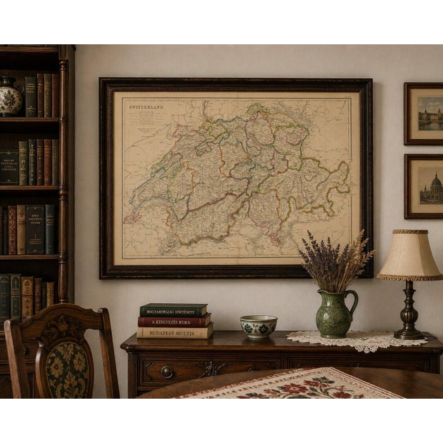 Antique Map of Switzerland from Blackie & Son, 1860s For Sale - Image 10 of 11