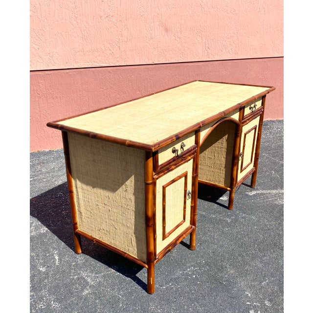 Vintage Coastal Bamboo And Grasscloth Desk Chairish