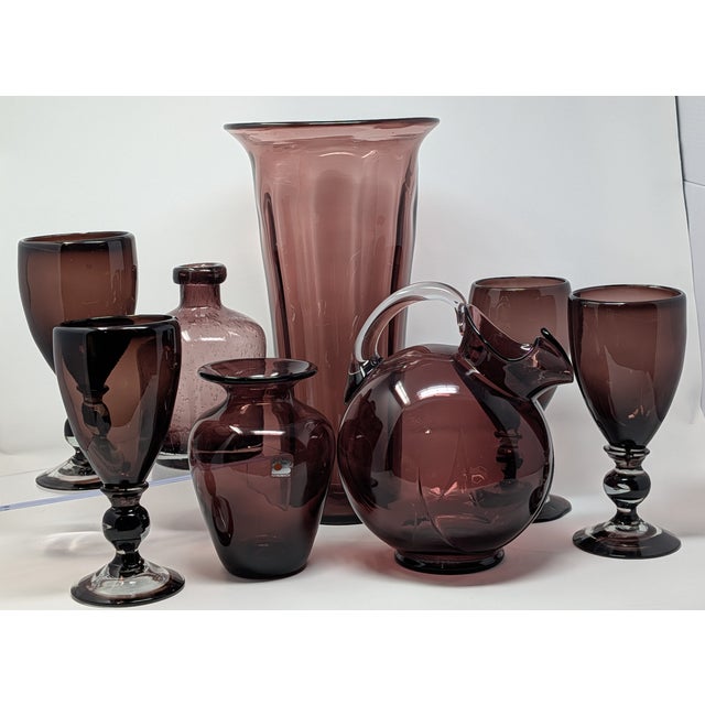 Glass Vintage and Hand Blown Amethyst Glass - 8 Piece Curation Including Blenko and Cambridge Glass For Sale - Image 7 of 18