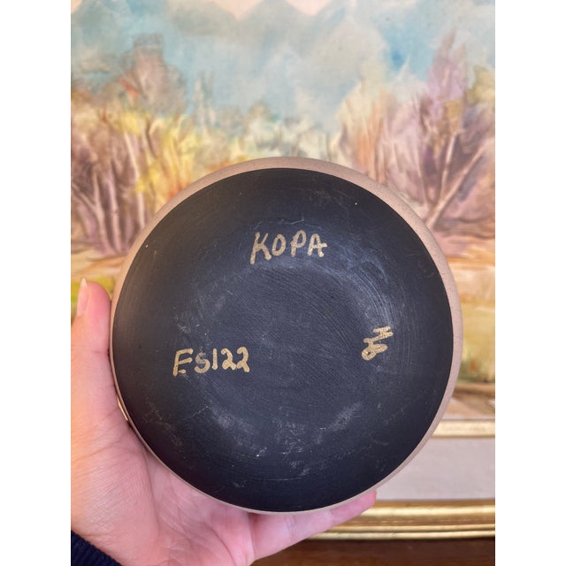 1970s Vintage Kopa Native American Style Pottery Vase, Hand-Painted Black and White For Sale - Image 5 of 8