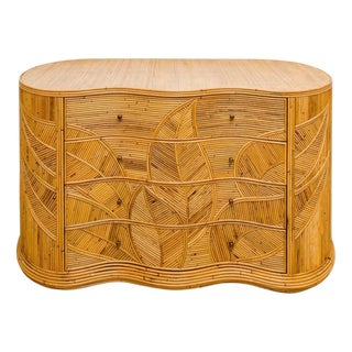 Curved Rattan Chest of Drawers For Sale