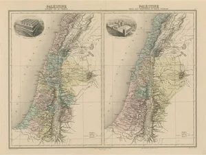 Tribes and Maccabees Antique Map by Migeon, 1892