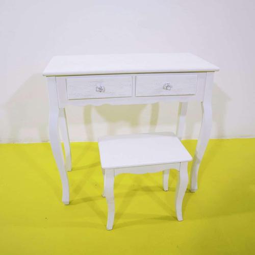 White Wooden Table with Stool and Flower Knobs For Sale - Image 9 of 9