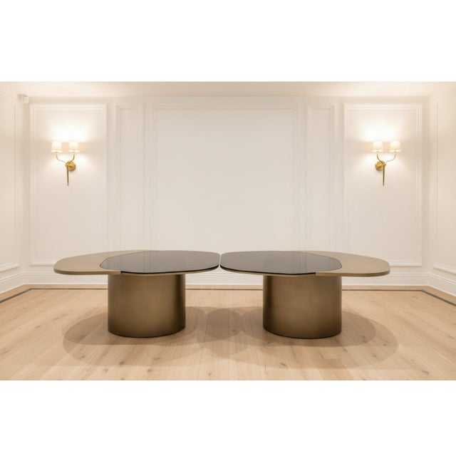 Modern 132" Irregular Shape Luxury Kaylee Dining Table in Brass For Sale - Image 4 of 11