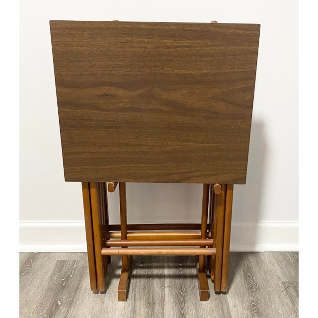 Mid 20th Century Scheibe Folding Wood Tray Tables Set of 4 Chairish