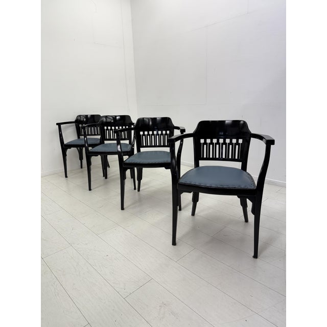 Antique Vienna Secession No. 714 Armchairs by Gustav Siegel for Jacob & Josef Kohn, 1890s, Set of 4 For Sale - Image 12 of 18