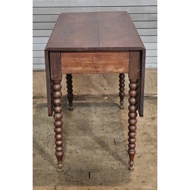 Early 20th Century American Bench Made Mahogany Drop Leaf Table Carved Twisted Barley Legs For Sale - Image 4 of 8