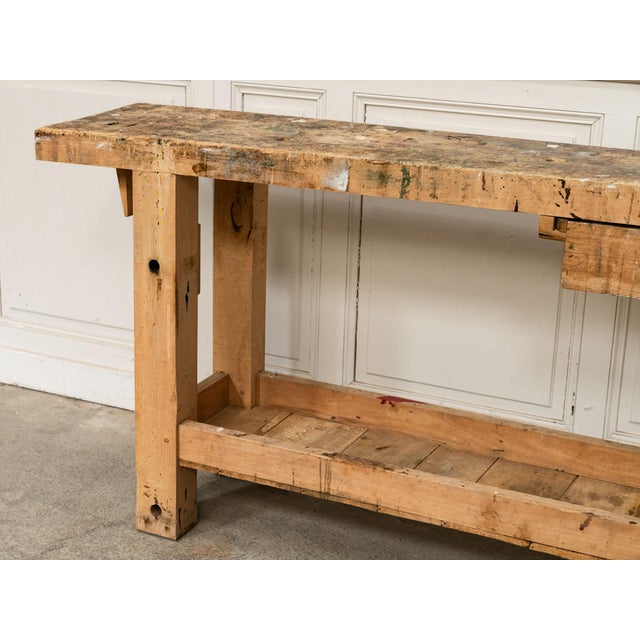 1920s Small Vintage Workbench with Drawer, 1920 For Sale - Image 5 of 18
