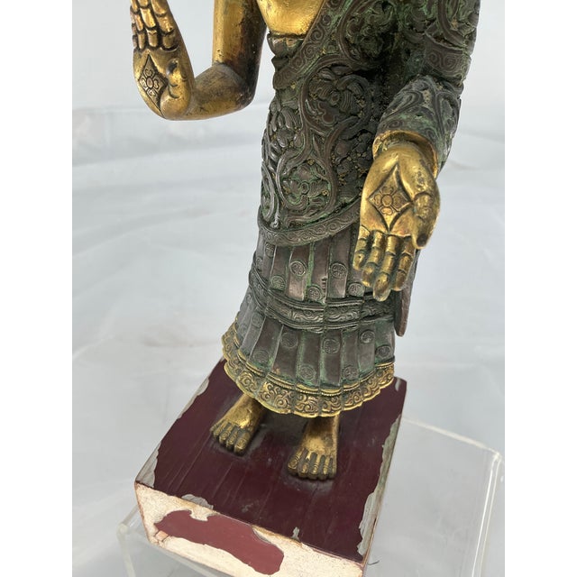 Antique Tibétan School Jeweled Bronze Figure of a Dipankara Buddha For Sale - Image 12 of 12