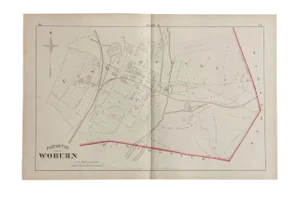 Antique Woburn Massachusetts Atlas Map Plate H