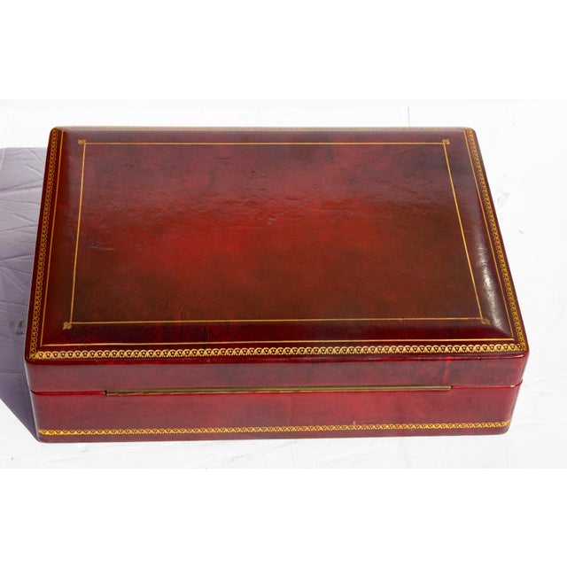 Italian Leather Ruby Red Humidor Box For Sale - Image 4 of 5