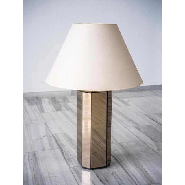 Hollywood Regency Vintage Tall Mirrored Table Lamp, 1980 For Sale - Image 3 of 8