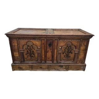 18th Century Austrian / German Stenciled Sockeltruhe Wedding Chest For Sale