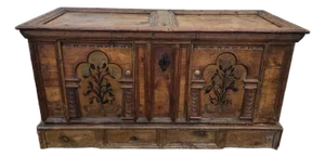 18th Century Austrian / German Stenciled Sockeltruhe Wedding Chest